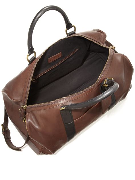 Polo Ralph Lauren Two Toned Leather Duffel Bag In Brown For Men Lyst