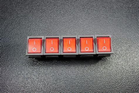 5 Piezas Interruptor Basculante Led Rojo Dpst On Off 15 Amp 250v 20 Amp 125v 6 Pin