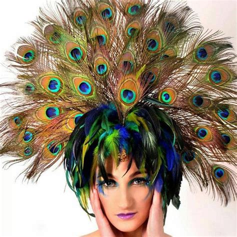 Peacock Headpiece Headdress Burlesque Vegas Showgirl Etsy Peacock
