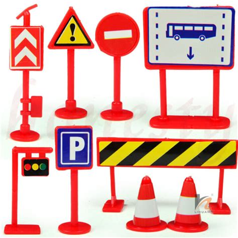 9pcsset Plastic Road Traffic Sign Model Set Kids Toddler Pretend Play