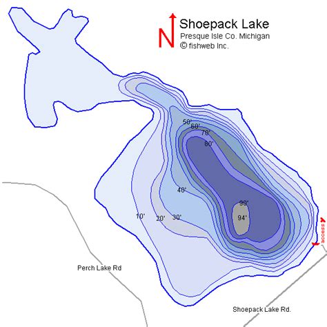 Shoepack Lake Map Presque Isle County Michigan Fishing Michigan