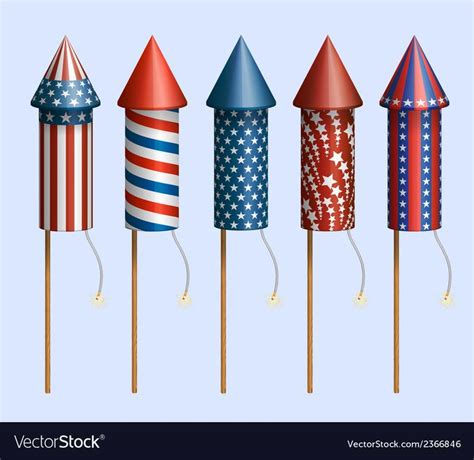 Set Of Firework Rockets With Design For Fourth Of July Eps 10