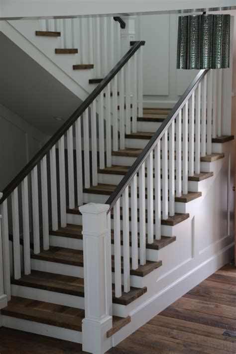 Tired of the look of your stair railings and banister? reclaimed wood staircase + white stair railing + stairway ...