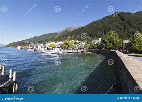 Summer Lake Wakatipu And Queenstown New Zealand Stock Image Image Of