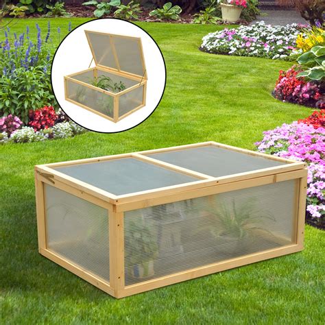 Mini Wood Greenhouse Cold Frame Garden Flower Planting Box