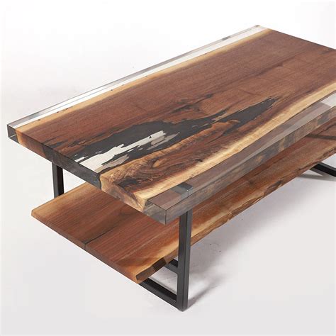 What did you spread the resin with and use to seal it first? Epoxy Live Edge Coffe Table with Shelf - Anglewood Live ...