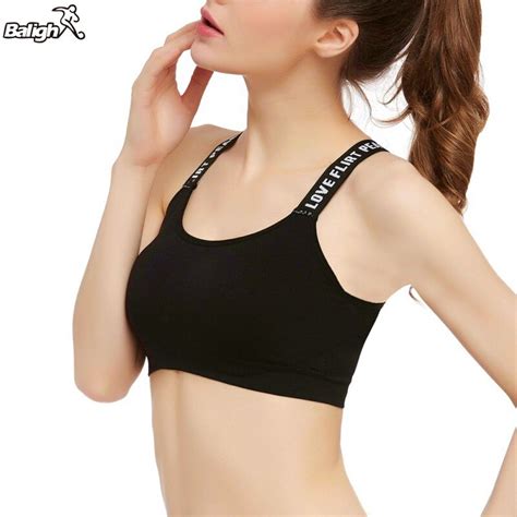 Women Stretch Crop Yoga Padded Sports Bra Seamless Letter Racerback Fitness Vest Tops Sports