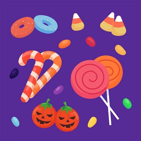 Free Vector Flat Halloween Candy Collection