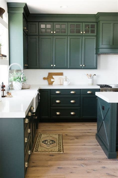 If blue and white seems too coastal for you opt for navy. Green Kitchen Cabinet Inspiration - Bless'er House