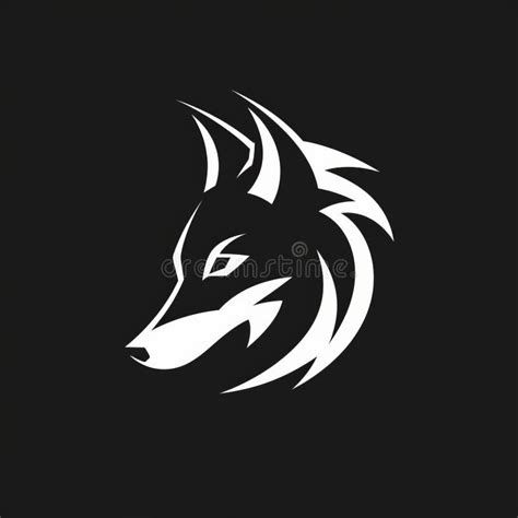 Minimalist Wolf Head Logo On Black Background Stock Illustration