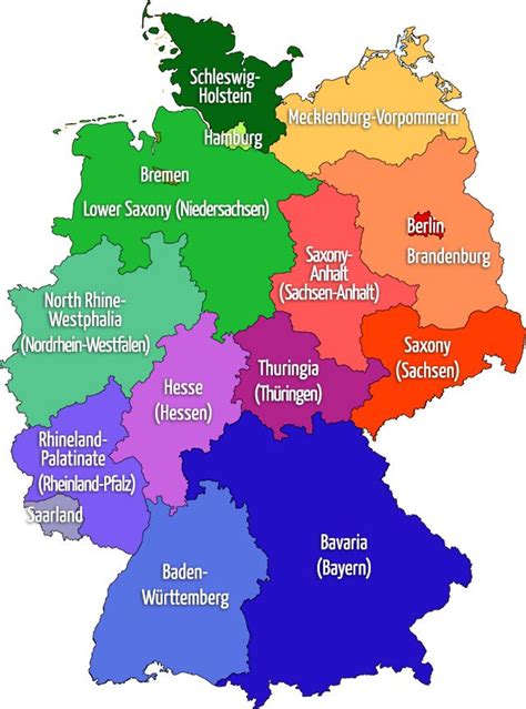 Map Of Germany 16 States With Both Germanenglish Names Imaps
