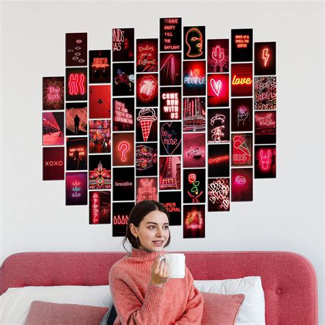 Buy Koll Decor Red Aesthetic Room Decor Wall Collage Aesthetic 50 Set