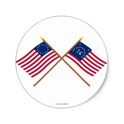 Crossed Betsy Ross And Bennington Flags Classic Round Sticker Poland