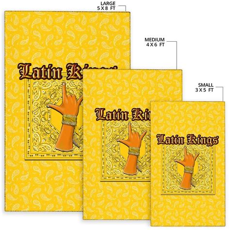 Latin Kings Gang Area Rug Yellow Bandana Pattern Brandax