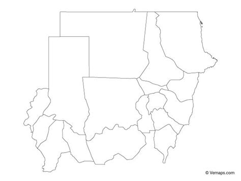 Outline Map Of Sudan With States Free Vector Maps Map Vector