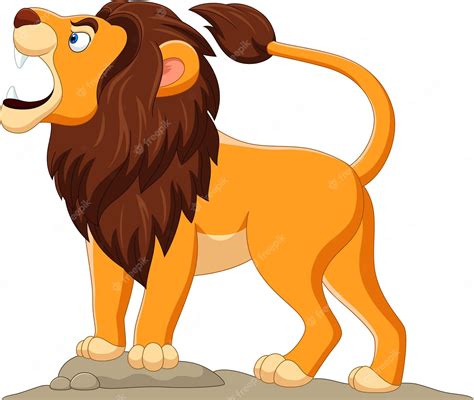 Premium Vector Cartoon Lion Roaring Isolated On White