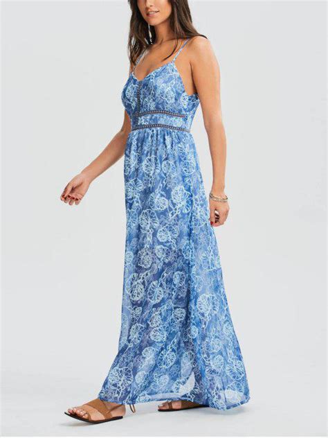 [20 Off] 2021 Printed Cami Maxi Holiday Sundress In Blue Zaful