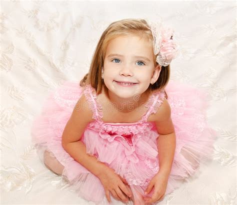 Portrait Of Adorable Smiling Little Girl In Princess Dress Stock Image