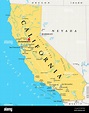 Carte politique de la Californie, Sacramento capital avec d'importantes ...