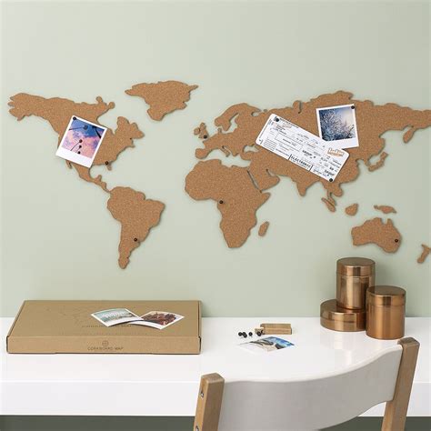 Cork Board Map Of The World Wall Map Of The World