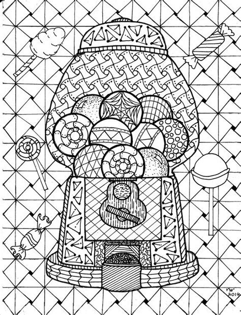 7kb, gumball machine coloring pages picture with tags: Gumball Machine Zentangle Coloring Page by ...