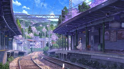 Download 1920x1080 Anime Train Station Girl Summer