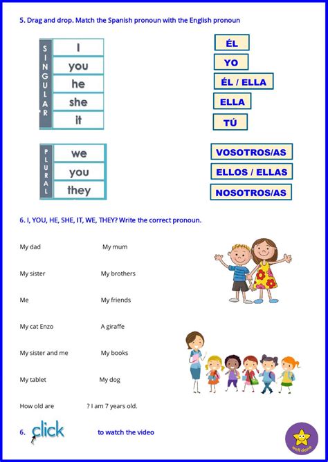 Subject Pronouns Activity For Primary 12