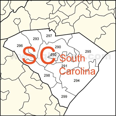 South Carolina Zip Code Map United States Map