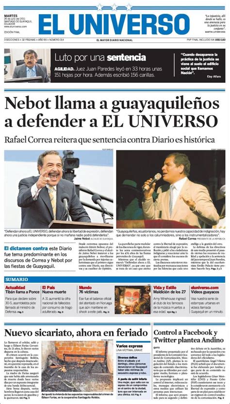 Periódico El Universo Ecuador Ecuador Periódicos De Ecuador