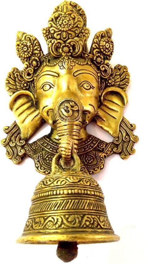 Brass Lord Ganesha Wall Hanging With Bell Idol Etsy