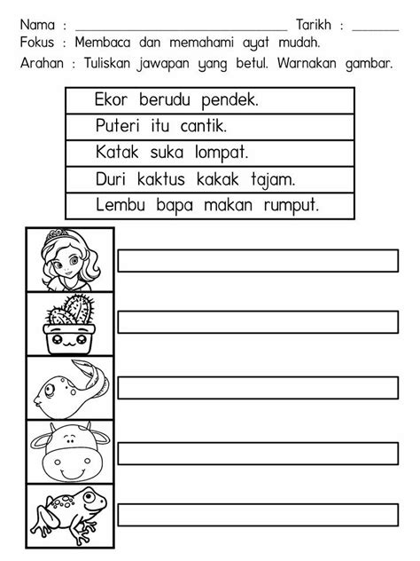 Latihan menulis prasekolah pdf ayat mudah tema keluarga saya. latihan bahasa melayu bina ayat mudah | KitPraMenulis