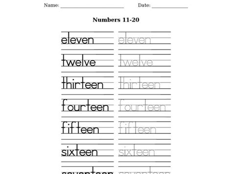 Numbers 11 20 Number Words Worksheets Numbers 11 20 Worksheets Images