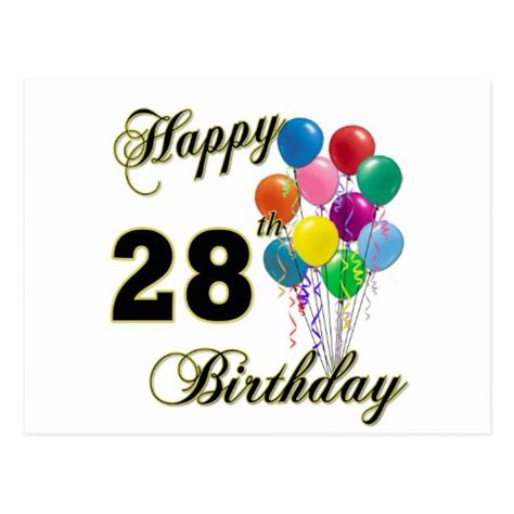Happy 28th Birthday Gifts With Balloons Postcard Zazzle