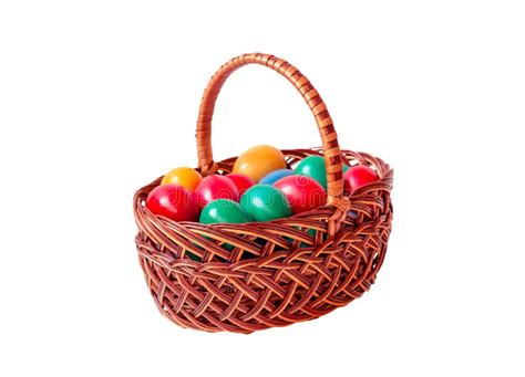 easter eggs in wicker basket isolated on white selective focus stock image image of easter