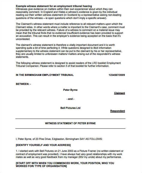 Sample statement of decision child custody template for. FREE 16+ Witness Letter Formats in PDF | MS World