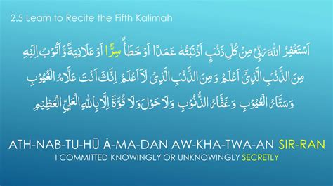 Fifth Kalimah Istighfar Word To Word With Translation