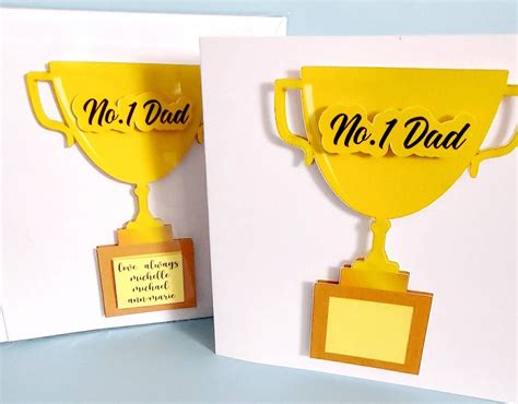 Personalised Happy Fathers Day Trophy Card No 1 Dad Etsy
