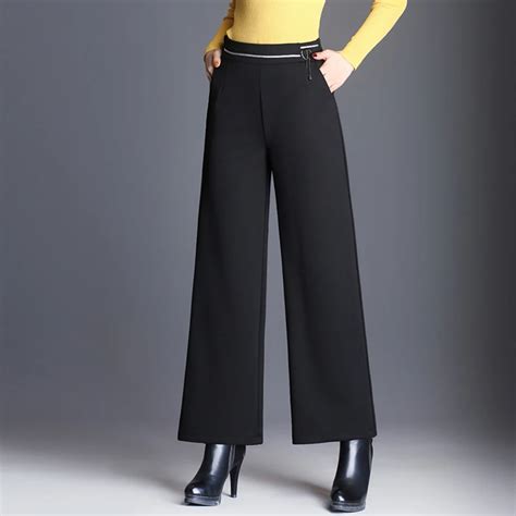 Office Wide Leg Pants Women Autumn Formal Black Womens Formal Trousers