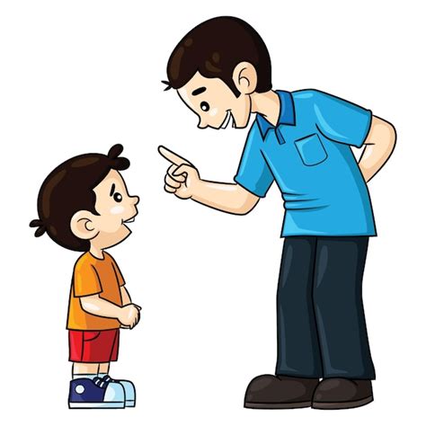 Ilustración De Dibujos Animados De Lindo Padre Asesorando A Su Hijo