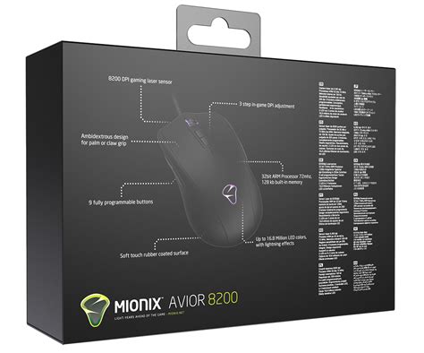 Mionix Avior 8200 Premium Ambidextrous Multi Color Laser Gaming Mouse