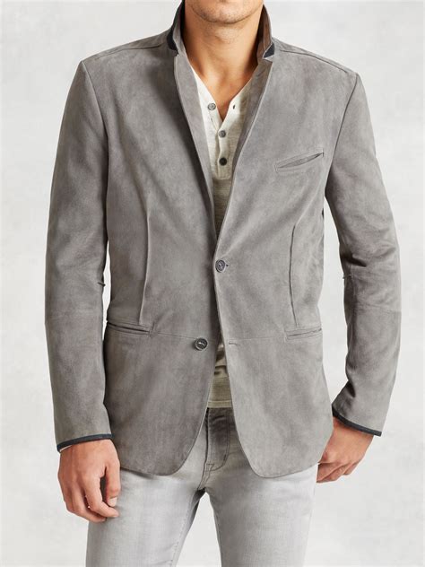 Lyst John Varvatos Suede Pintuck Jacket In Gray For Men
