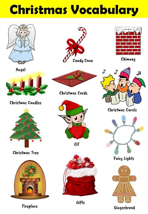 Christmas Vocabulary Chart Your Home Teacher