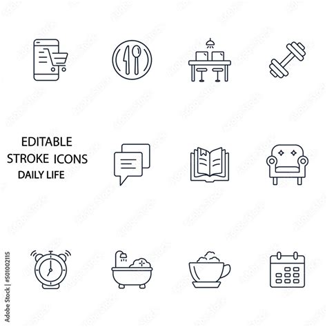 Daily Life Icons Set Daily Life Pack Symbol Vector Elements For
