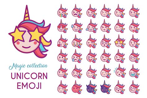 Cute Unicorn Emoji In Vector Eps10 ~ Graphic Objects ~ Creative Market