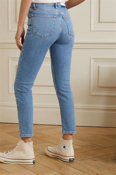 Mid Denim 90s Comfort Stretch High Rise Ankle Crop Skinny Jeans Re Done Net A Porter