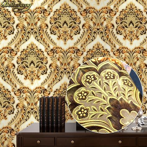 Beibehang Luxury European Wall Paper Damascus Gold Foil Papel De Parede
