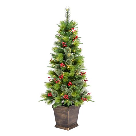 45 Pre Lit Potted Porch Christmas Tree With 70 Led Lights C4 At Home