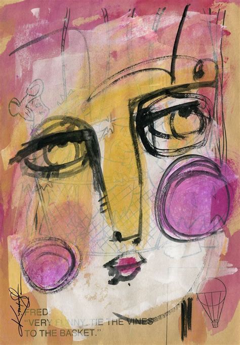 Funky Face Mixed Media Collage Painting By Kathy Morton Stanion Mixed Media