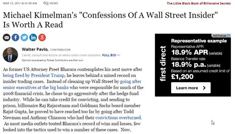 Forbes Michael Kimelmans Confessions Of A Wall Street Insider Is Worth A Read Michael