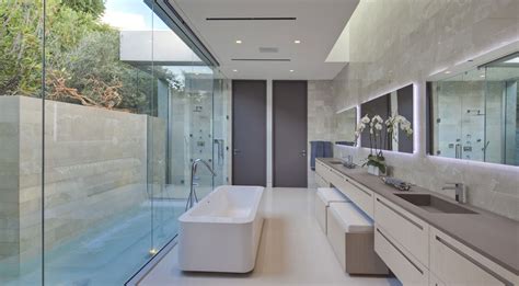 Bathroom Glass Wall Water Feature Tanager Residence In West